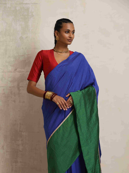 trueBrowns Blue Silk Ready To Wear Saree