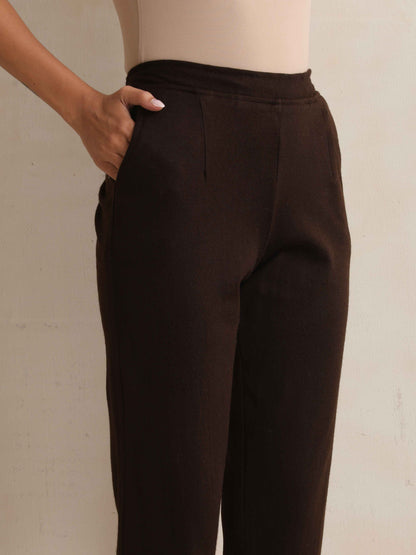 trueBrowns Brown Woollen Pants