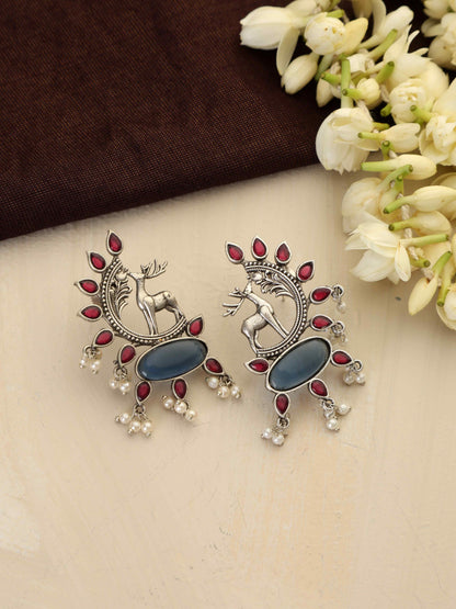 trueBrowns Silver Tone Pearl Drop Earrings