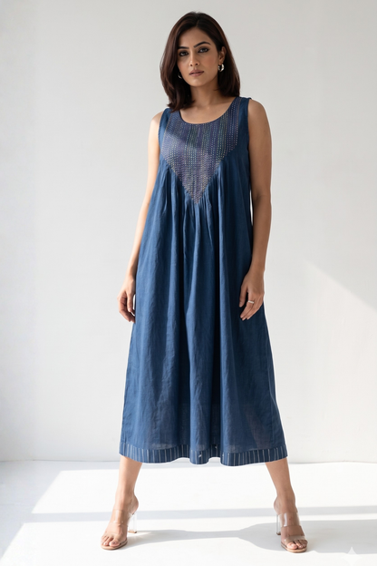 Denim Heritage Cotton Pintuck Sleeveless Dress Mc