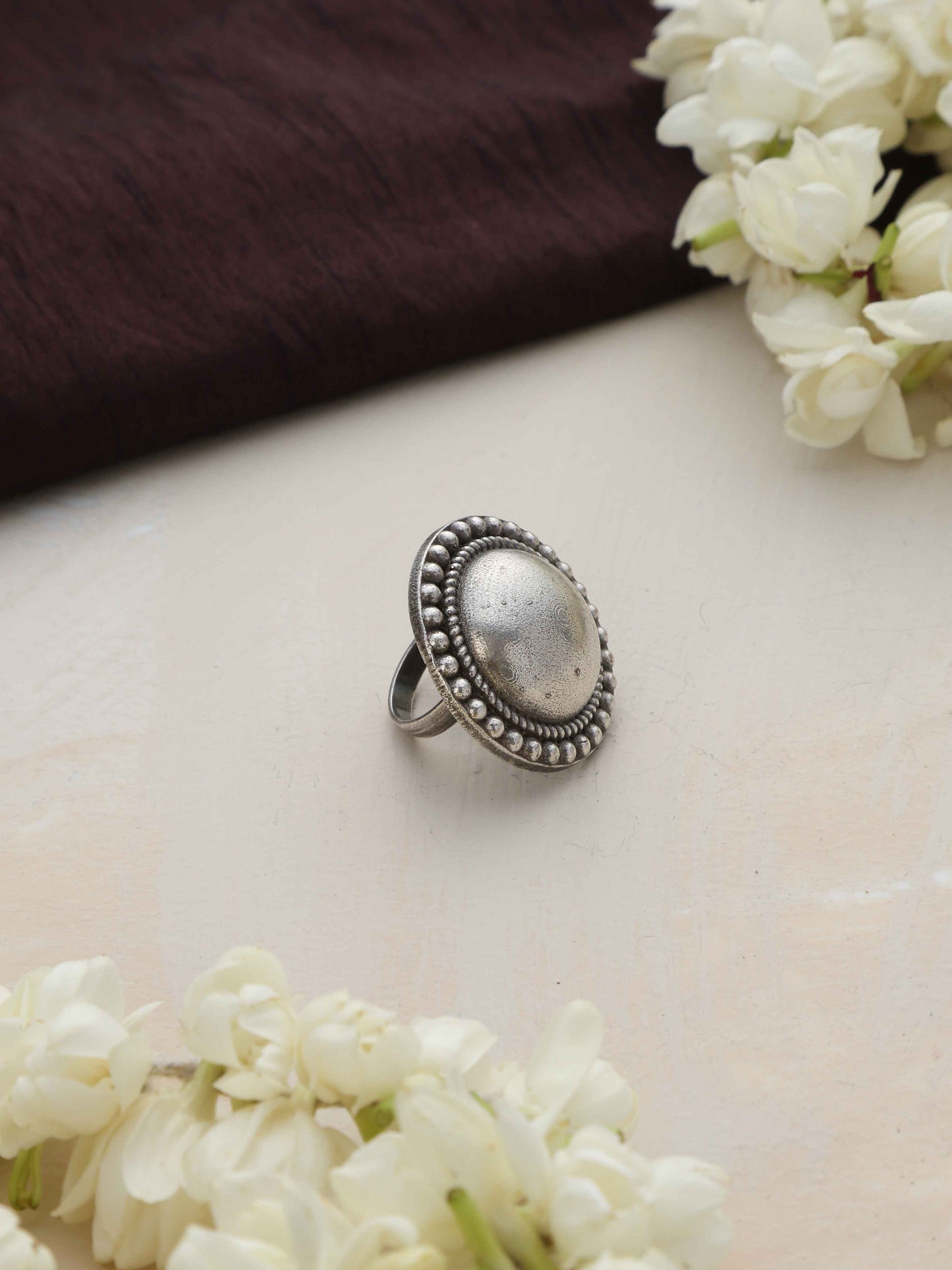 trueBrowns Silver Tone Dome Ring