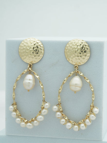 Twisted Drop Earrings with Pearls