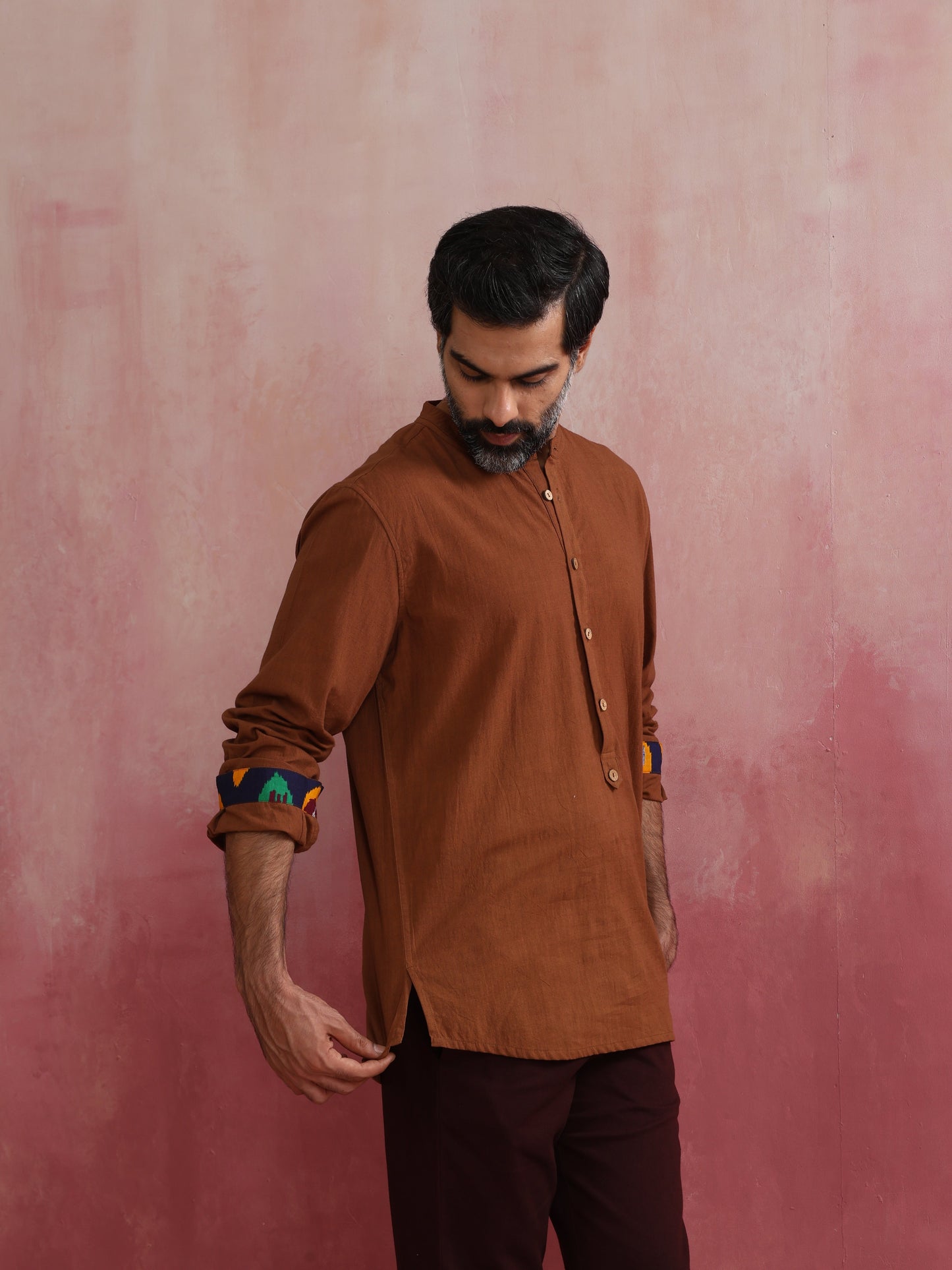 trueBrowns Men's Brown Cotton Kurta