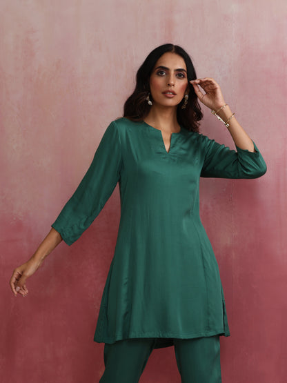 trueBrowns Green Straight Kurta Co-ord Set