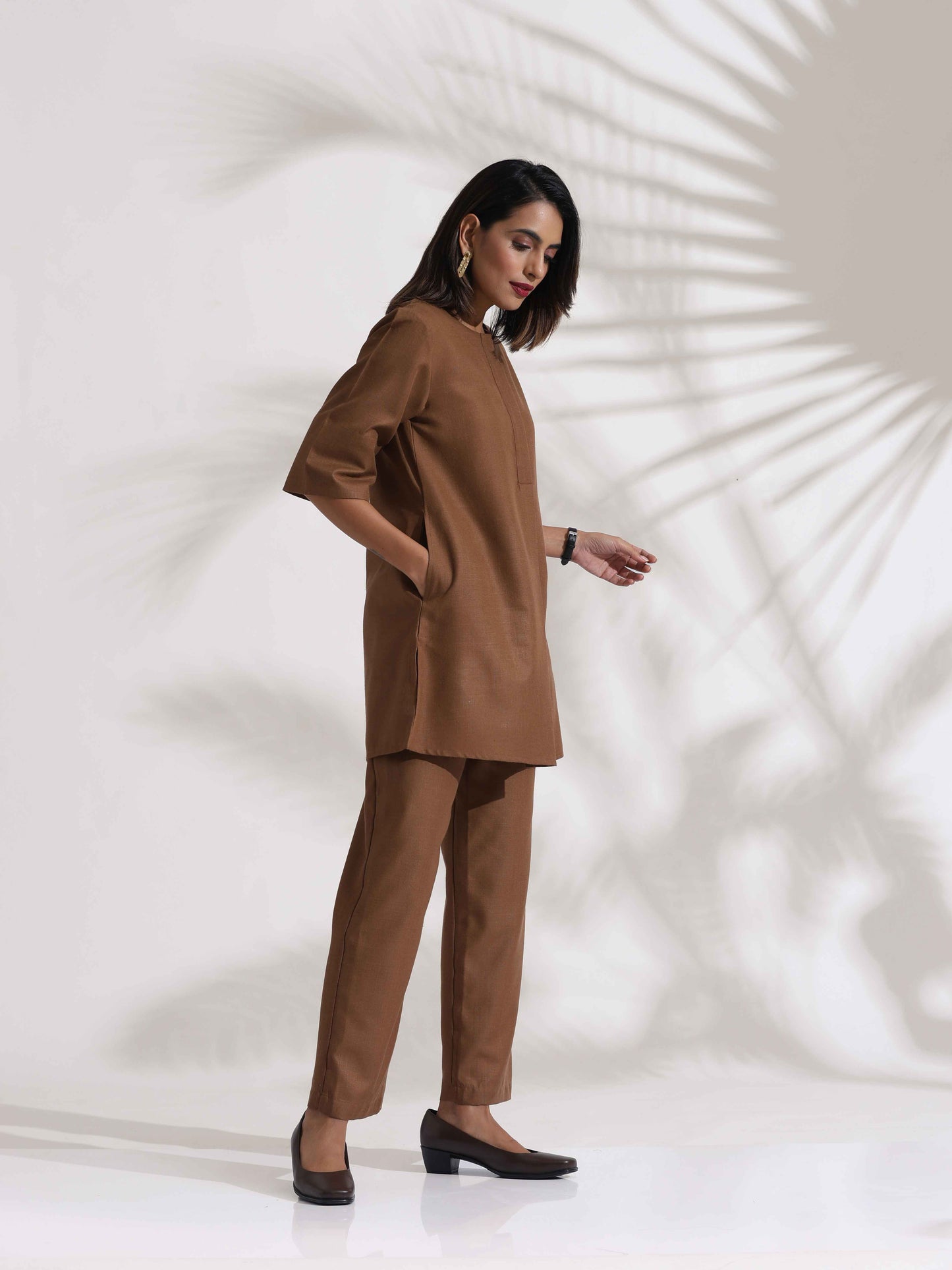 trueBrowns Brown Slub Co-ord Set