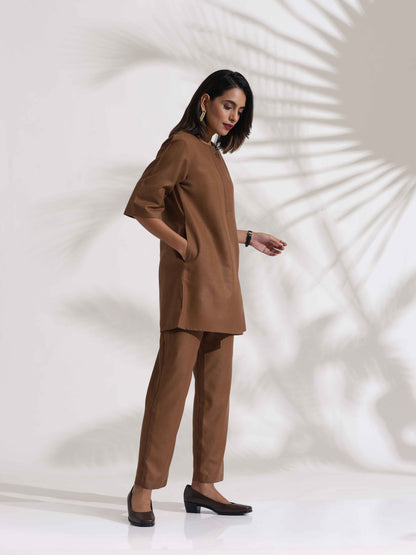 trueBrowns Brown Slub Co-ord Set