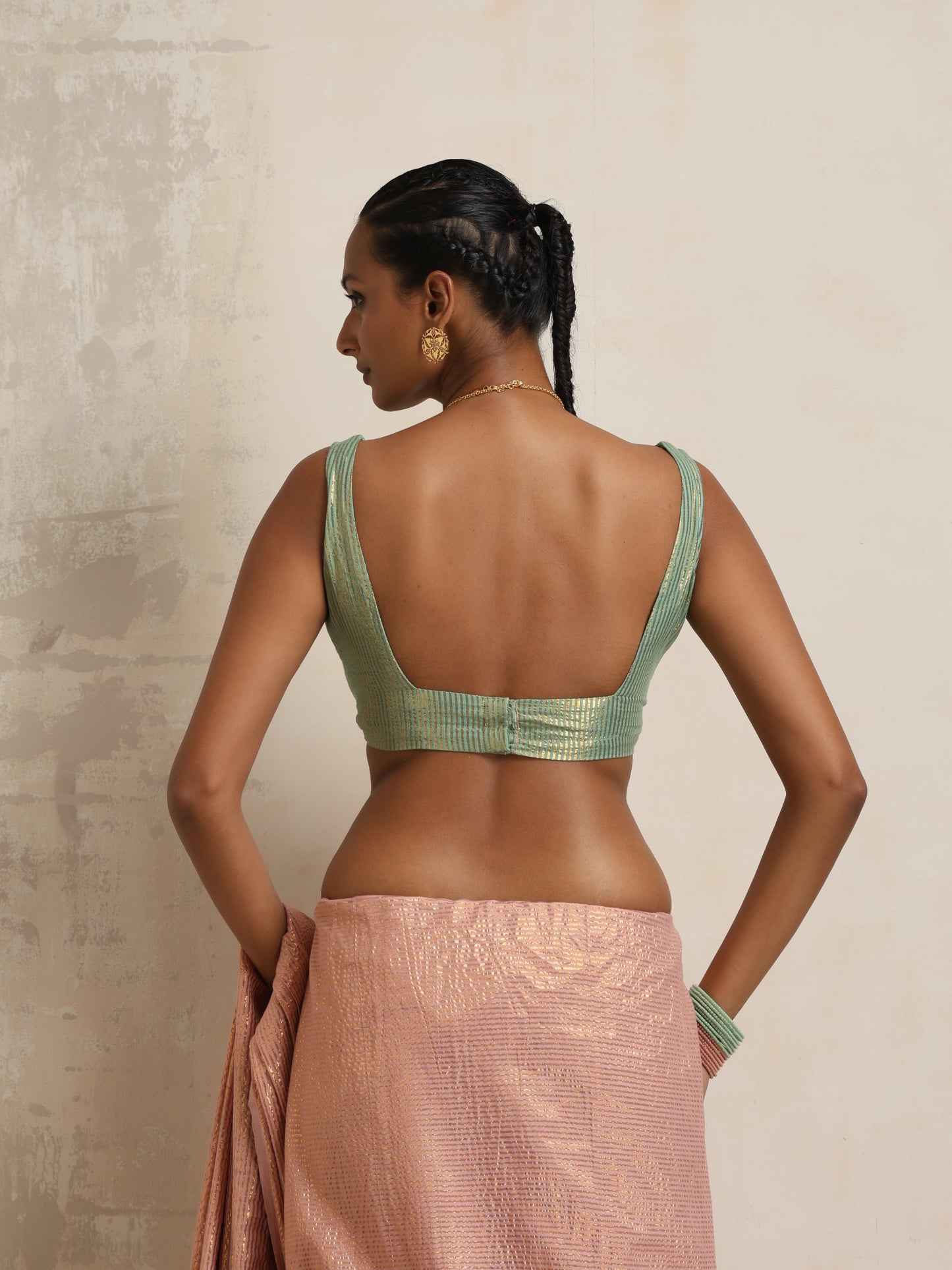 trueBrowns Green Gold Metallic Blouse