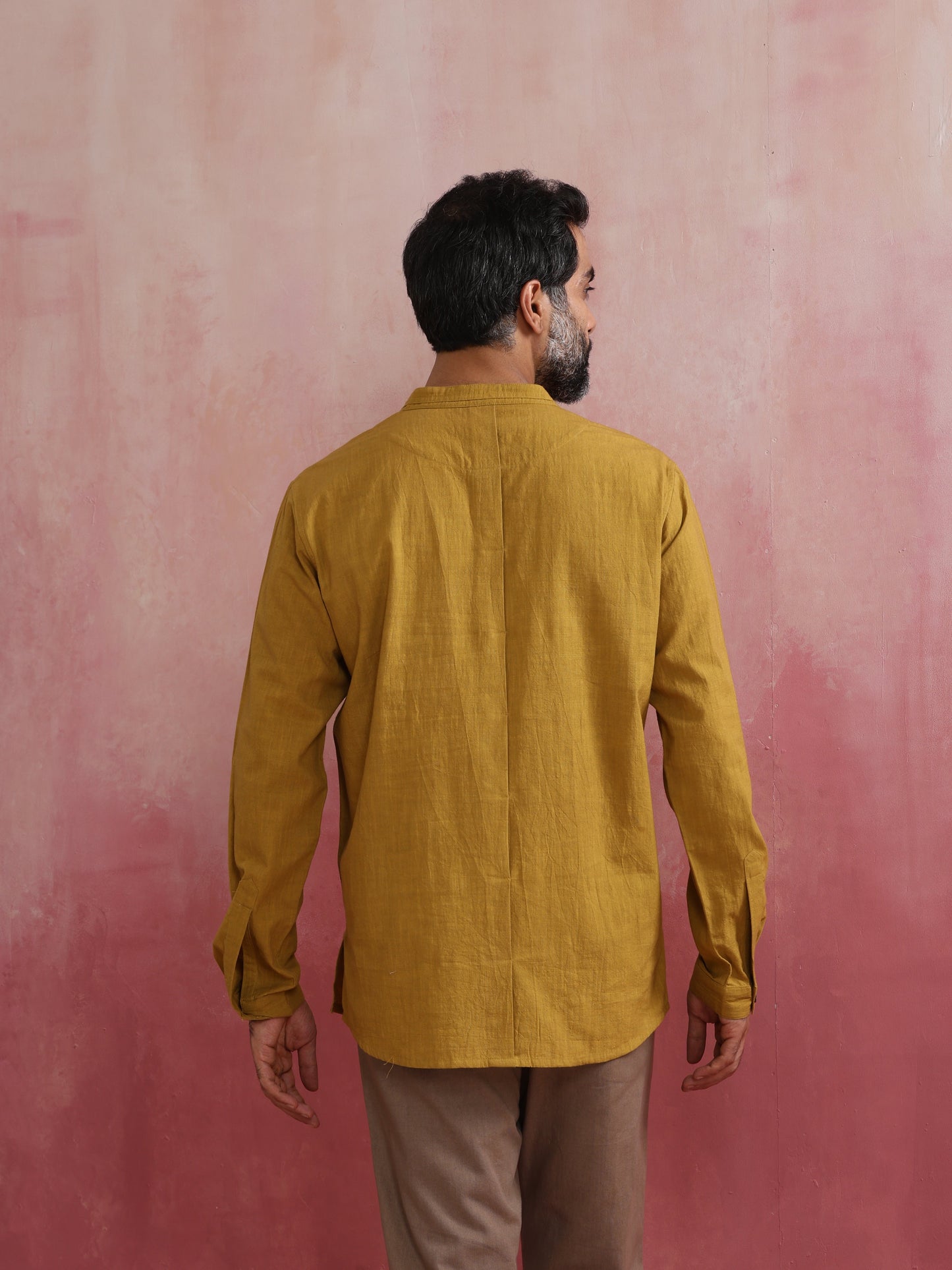 trueBrowns Men's Mustard Short Kurta