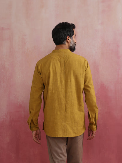 trueBrowns Men's Mustard Short Kurta