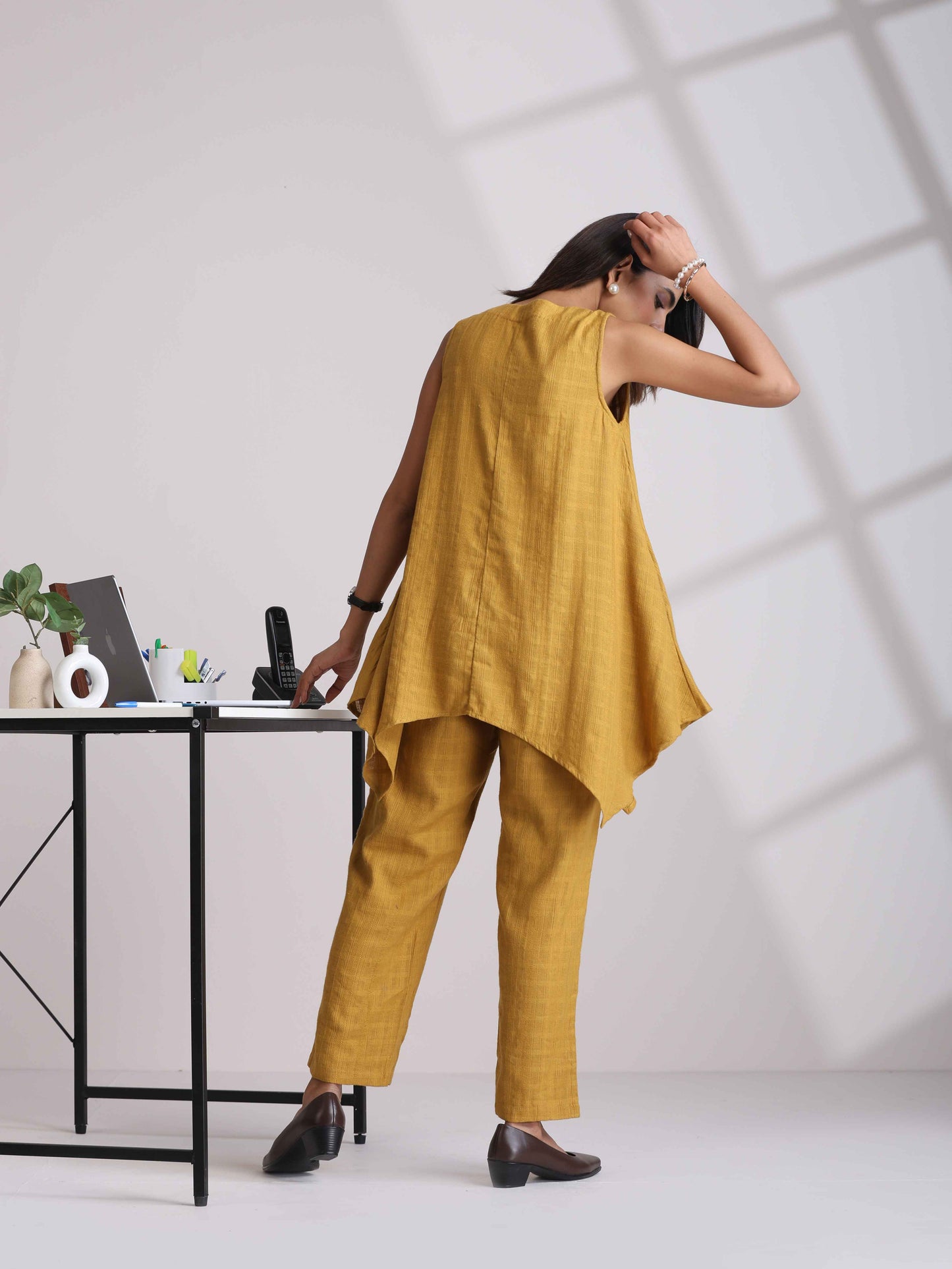 trueBrowns Mustard Cotton Dobby Co-ord set