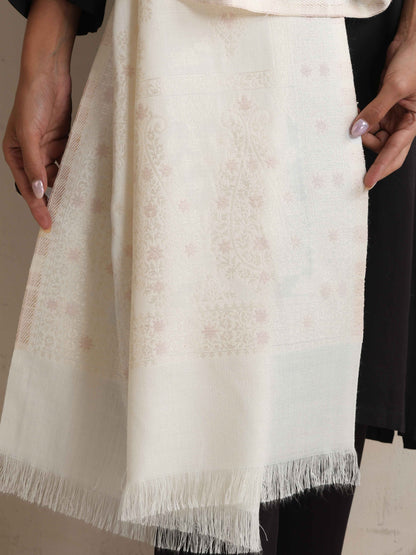 trueBrowns Ivory Gold Woven Stole
