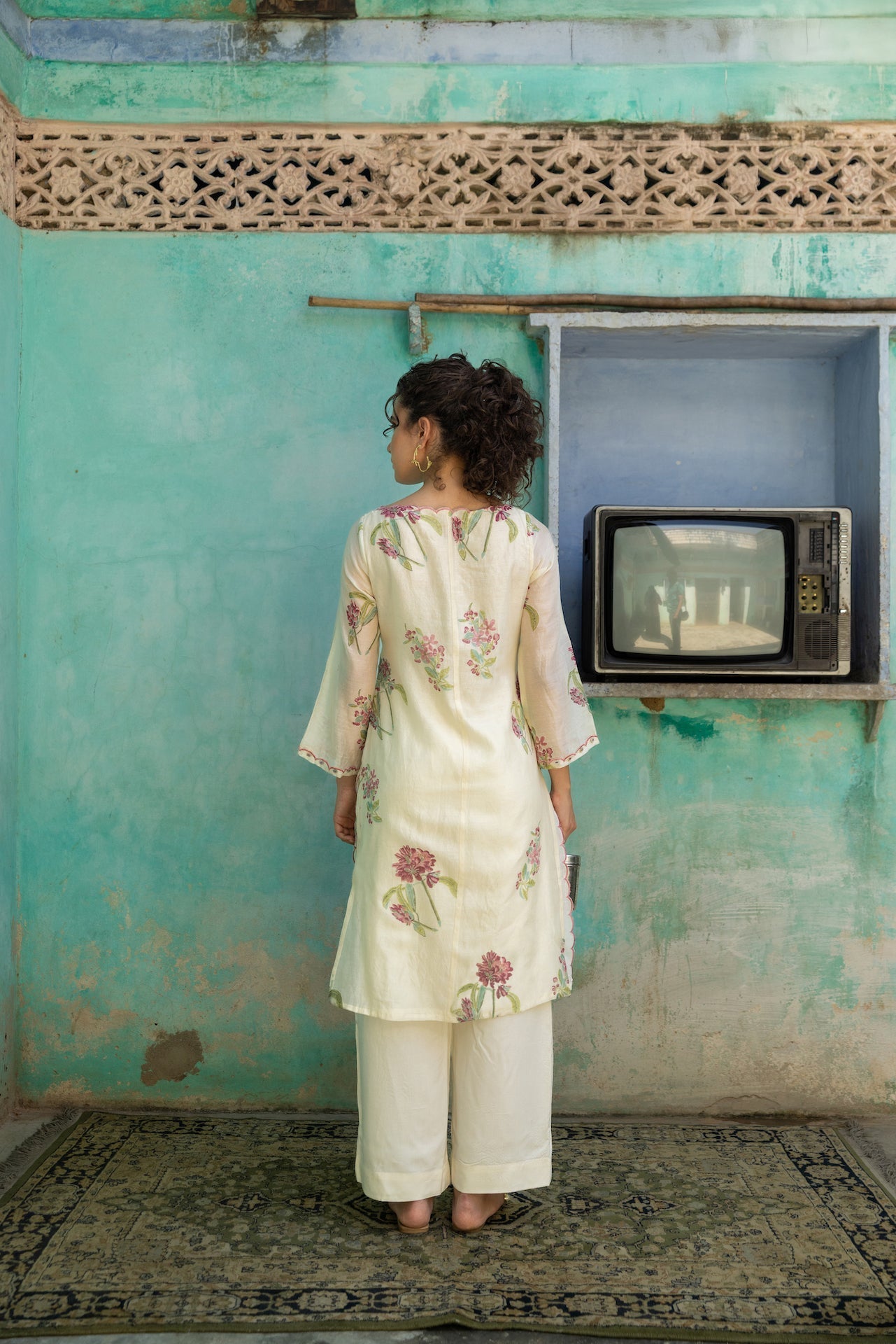 Anu Zinnia Chanderi Kurta Set