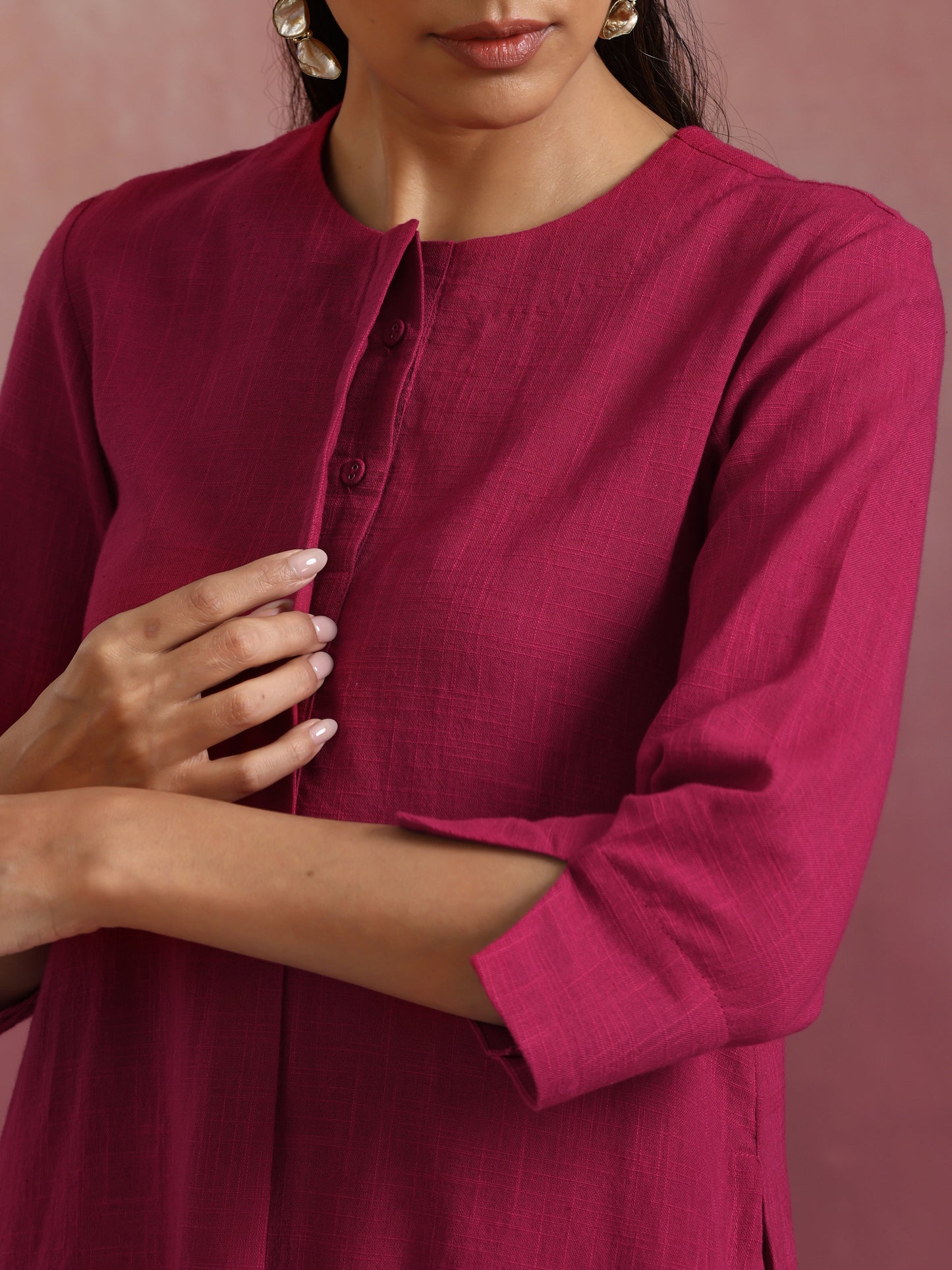 trueBrowns Magenta Cotton Kurta Co-ord set