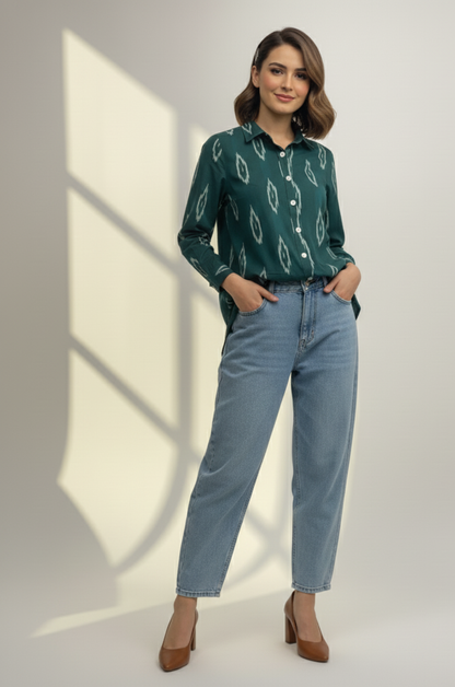 Maati  Moss Mirage Cotton Button Down Shirt