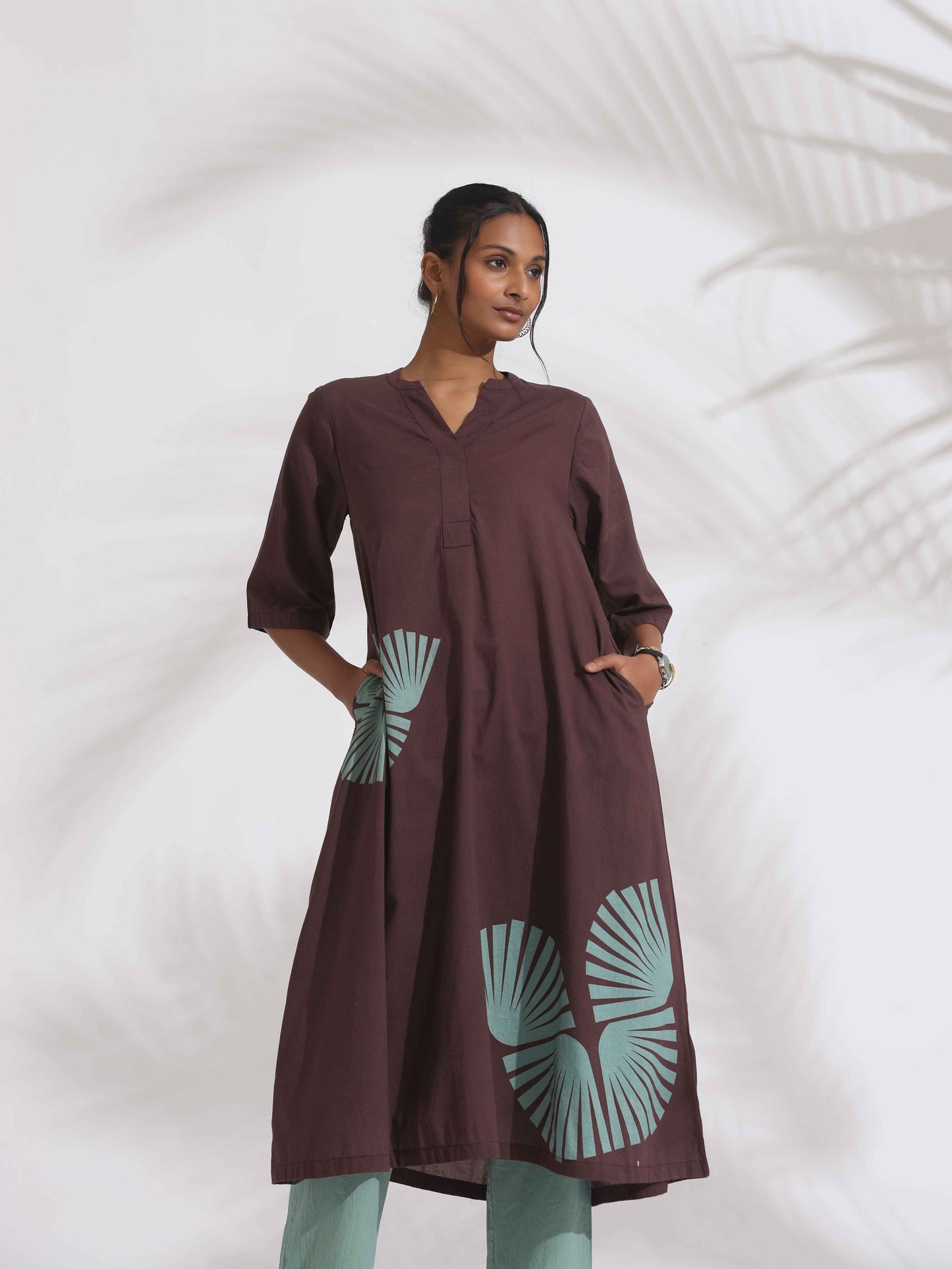 trueBrowns Cola Cotton Print Flared Kurta Set