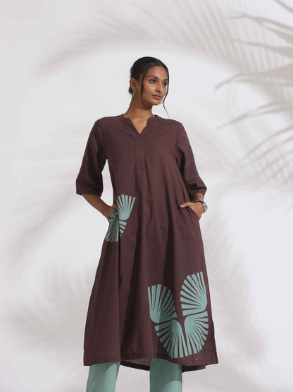 trueBrowns Cola Cotton Print Flared Kurta Set