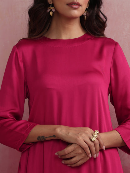 trueBrowns Magenta Highlow Modal Kurta Set