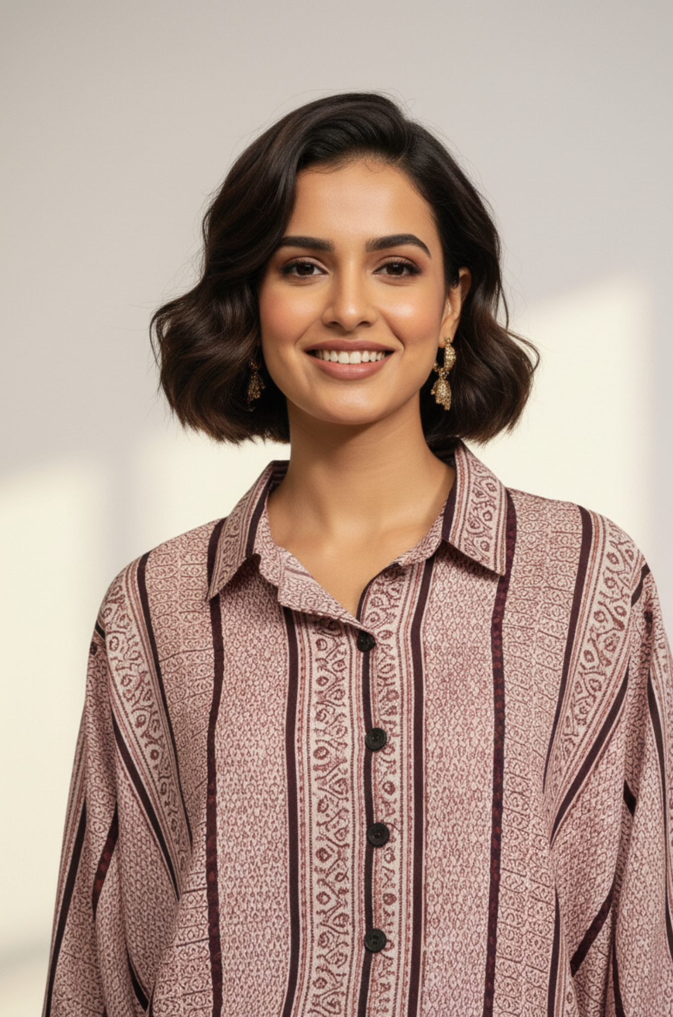 Maati  Noir Maze Handblock Printed Everyday Cotton Shirt