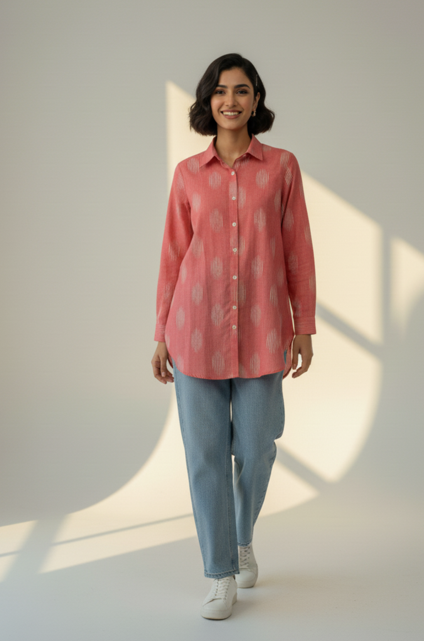 Maati  Coral Breeze Cotton Button Down Shirt