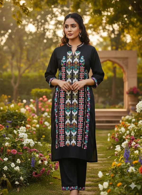 Reeval Premium Rayon 2 Pcs Set Black-48Hr Delivery