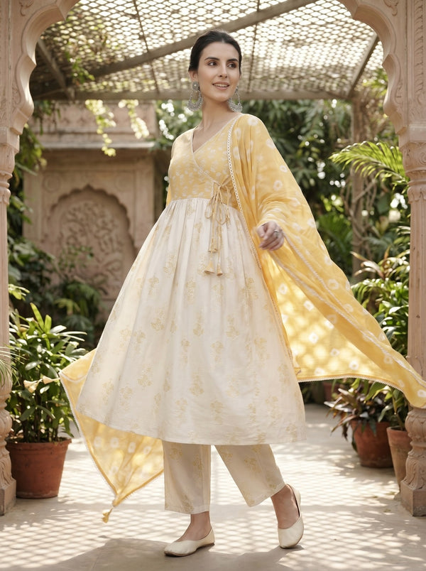 Ivora Off White 3-Piece Kurta Set with Dupatta LP- 48Hr Delivery