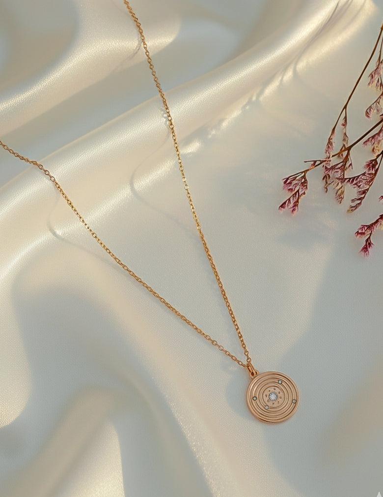 Rose Gold Ad Stone Pendant Simple Necklace LP- 48Hr Delivery