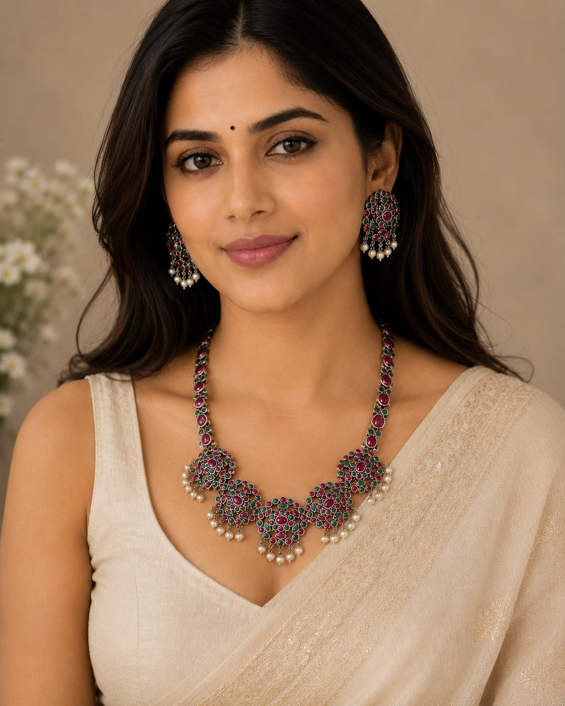 Ruby Bloom Statement Necklace Set LP- 48Hr Delivery