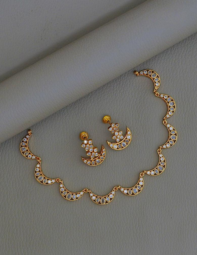 Half Moon Antique Necklace & Earrings Set LP- 48Hr Delivery