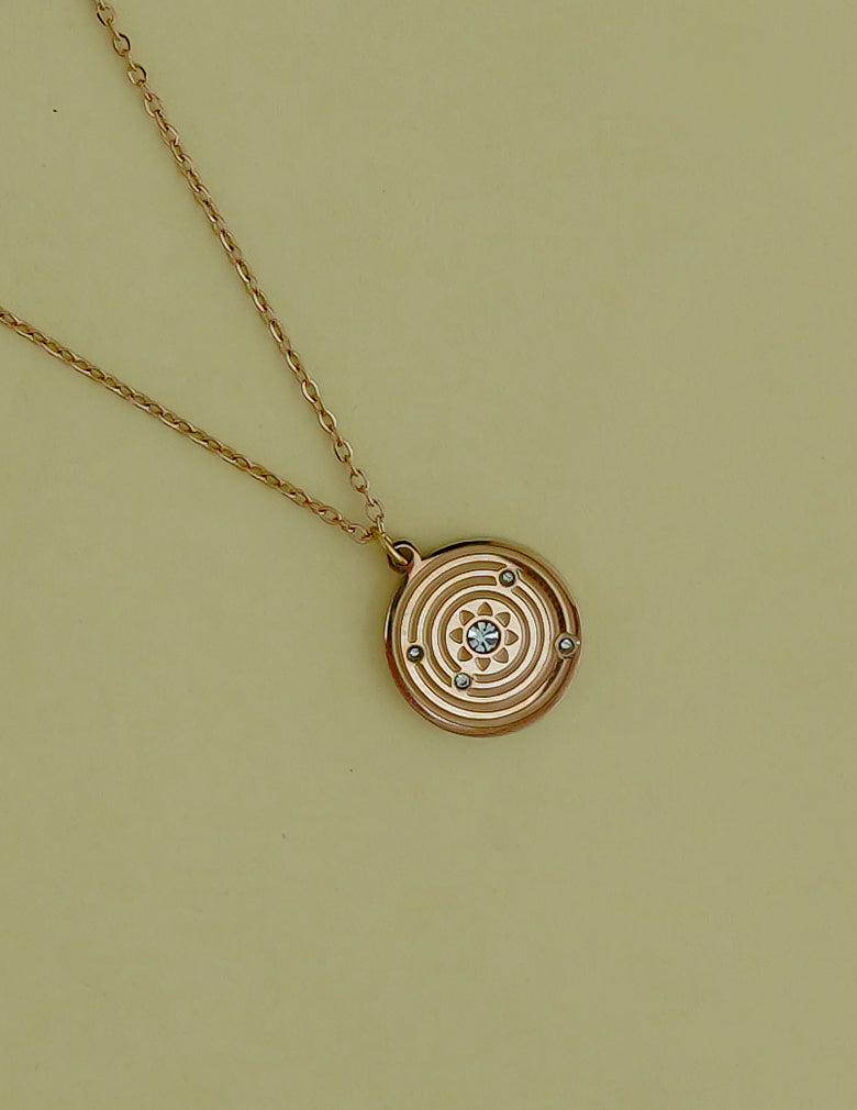 Rose Gold Ad Stone Pendant Simple Necklace LP- 48Hr Delivery