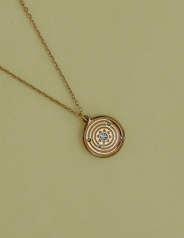 Rose Gold Ad Stone Pendant Simple Necklace LP- 48Hr Delivery