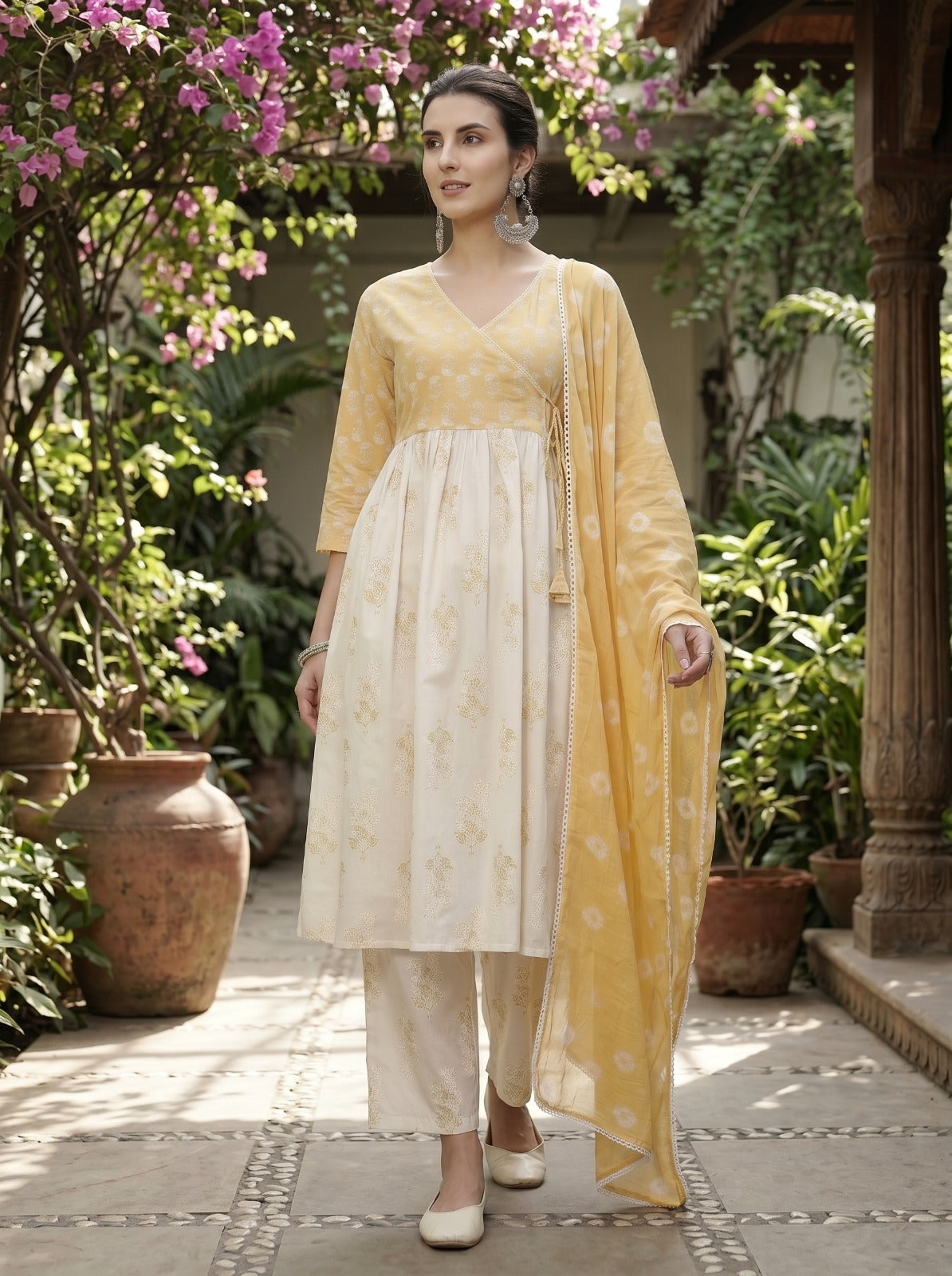 Ivora Off White 3-Piece Kurta Set with Dupatta LP- 48Hr Delivery