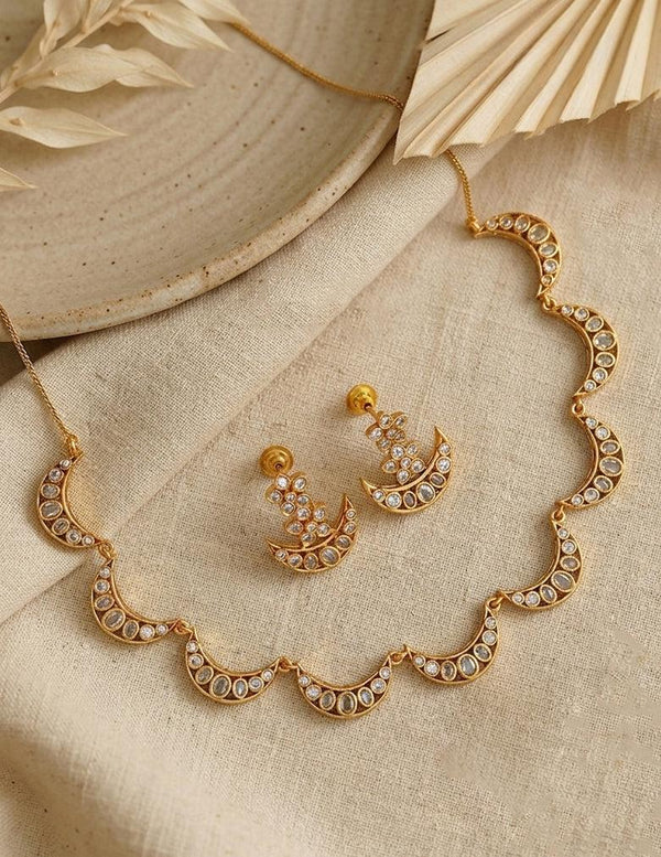 Half Moon Antique Necklace & Earrings Set LP- 48Hr Delivery