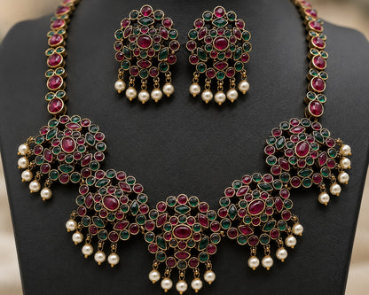 Ruby Bloom Statement Necklace Set LP- 48Hr Delivery