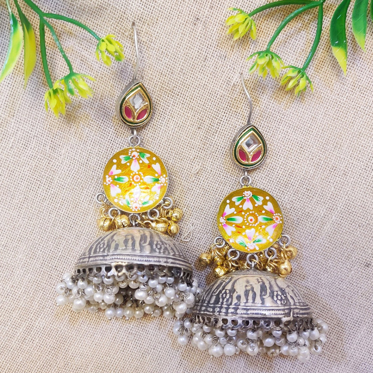 Printed Dangler Jhumka Earring