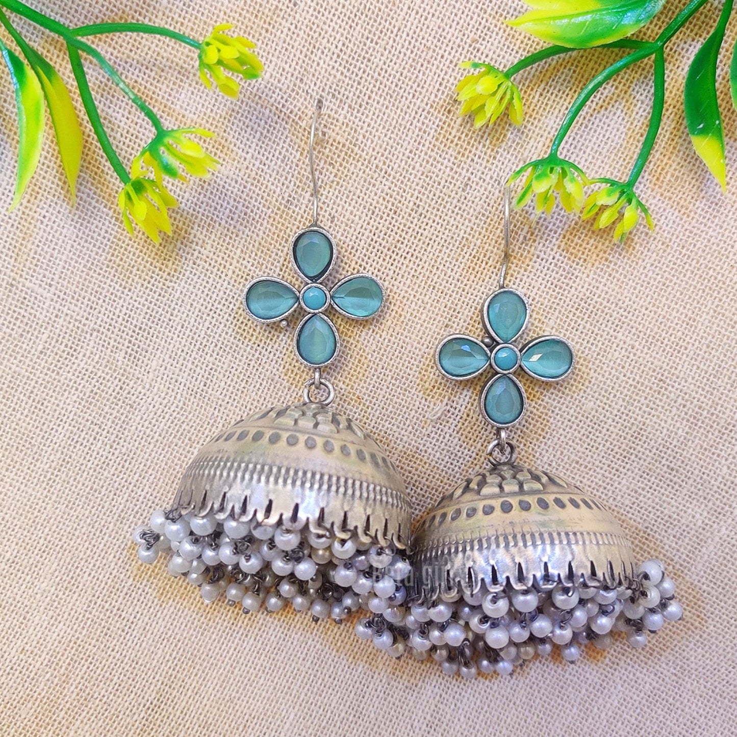 Silver look alike jhumka earring