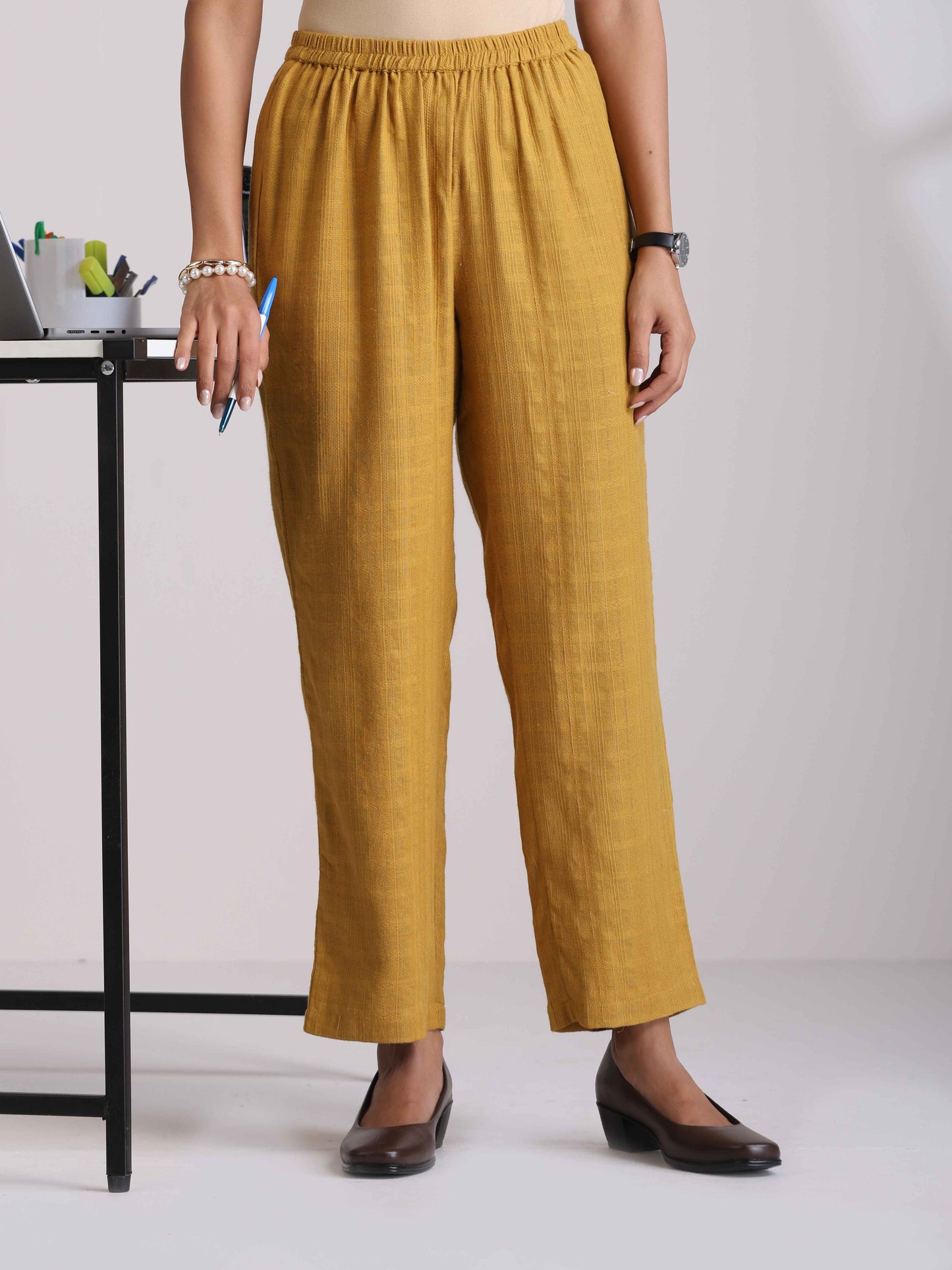trueBrowns Mustard Cotton Dobby Co-ord set