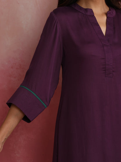 trueBrowns Purple Modal Kurta Co-ord Set