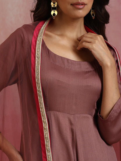 trueBrowns Brown Modal Anarkali Kurta Set
