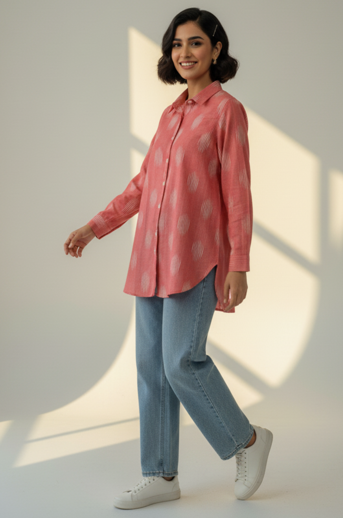 Maati  Coral Breeze Cotton Button Down Shirt