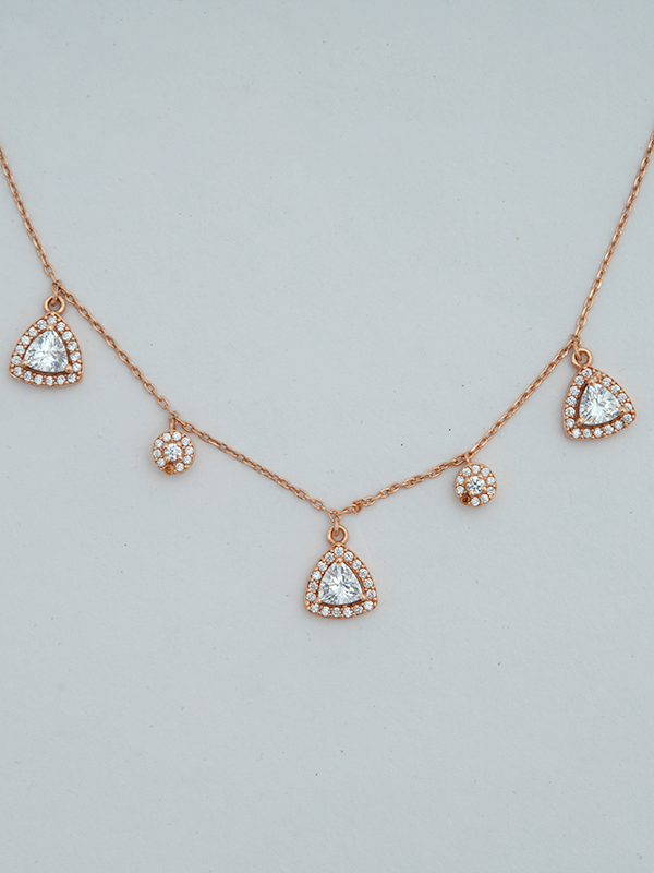 Rose Gold Necklace with gems Insert