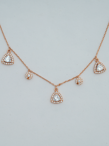 Rose Gold Necklace with gems Insert