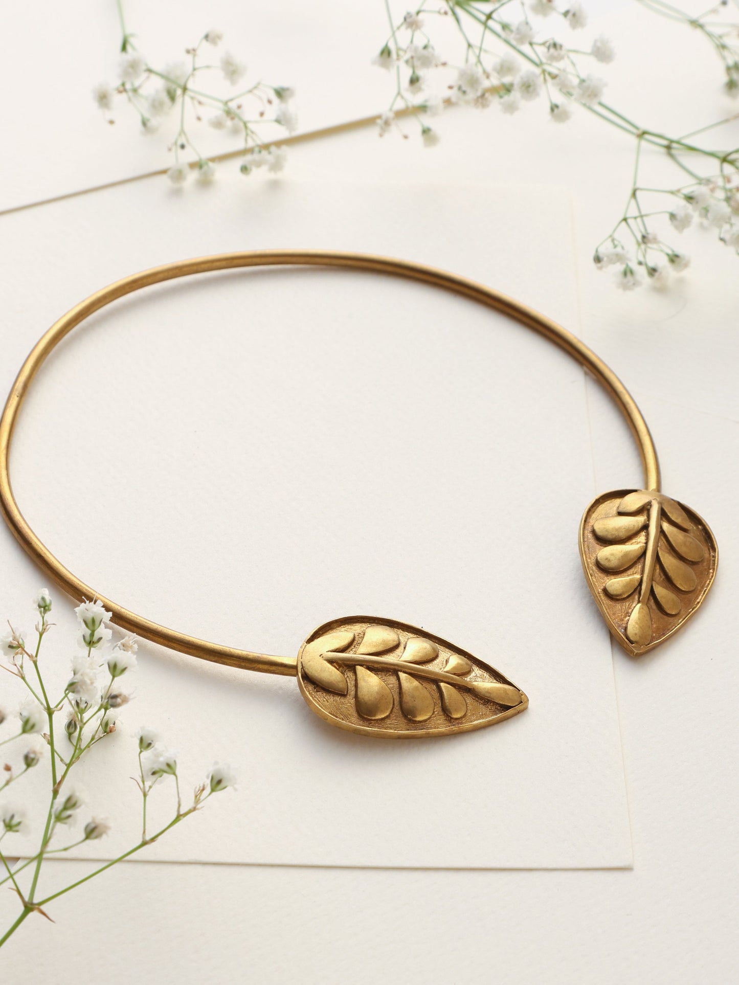 trueBrowns Brass Leaf Contemporary choker