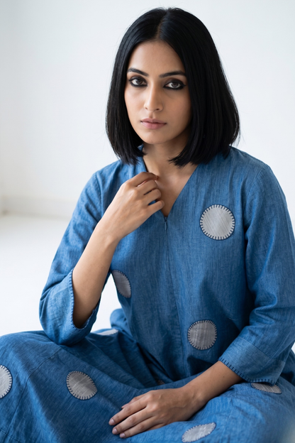 Skyloom Cotton Front Zipper Cotton Jumpsuit With Pockets & Sleeves