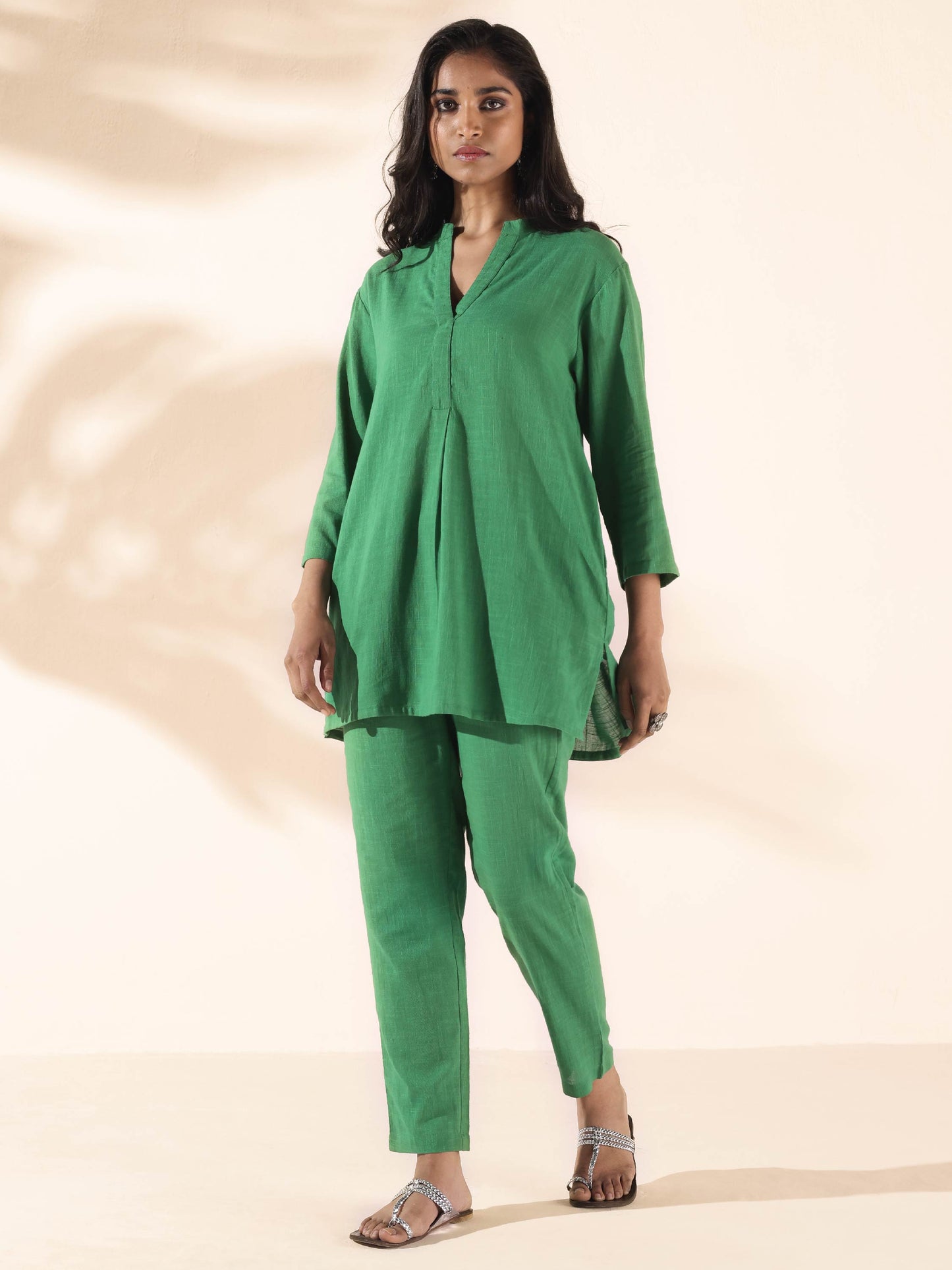 trueBrowns Green Cotton Relaxed Co-ord Set LP