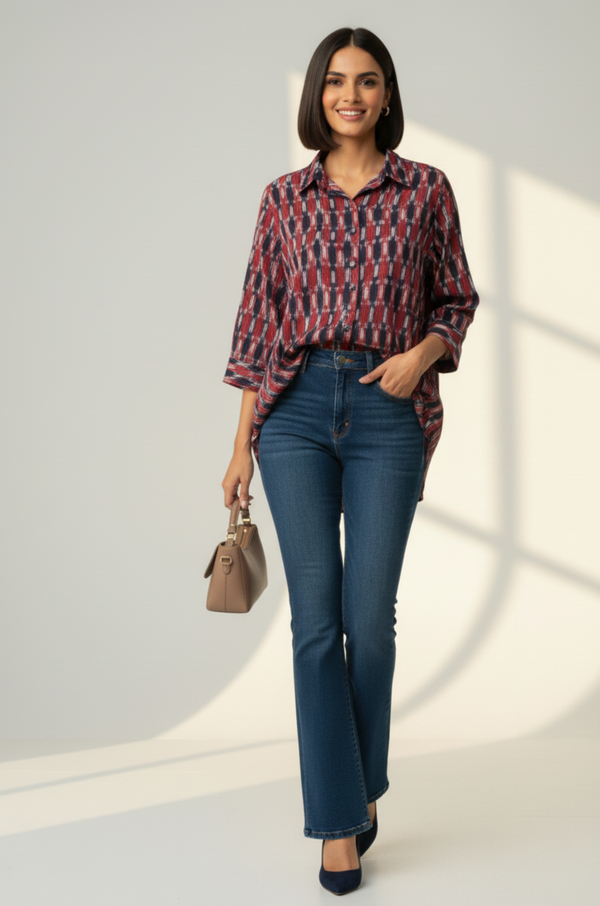 Maati  Midnight Everyday Ikat Cotton Shirt