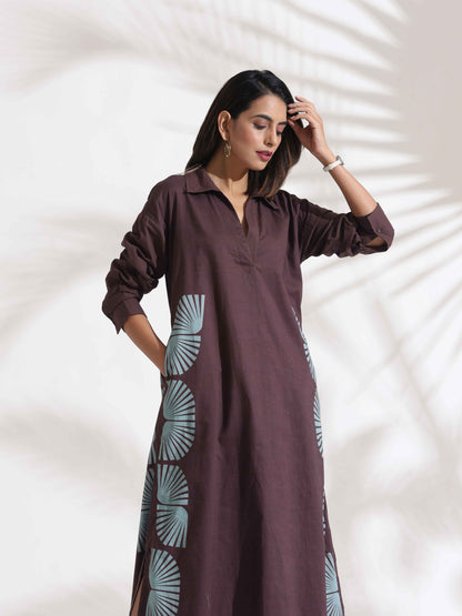 trueBrowns Cola Cotton Print A-line Dress