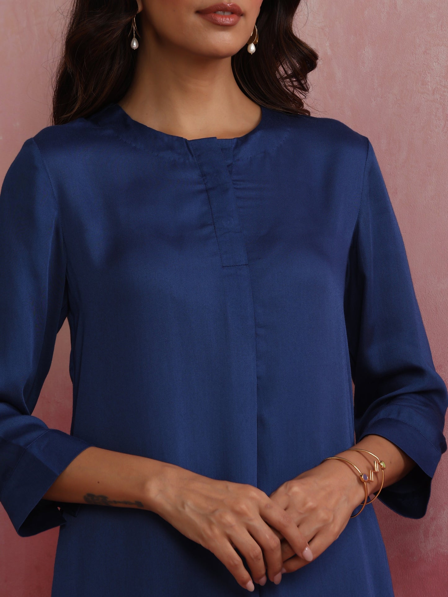 trueBrowns Blue Modal High Low Kurta Co-ord Set