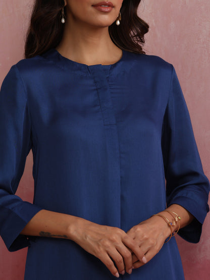 trueBrowns Blue Modal High Low Kurta Co-ord Set