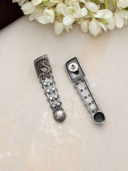trueBrowns Silver Tone Flamingo Dangle Earrings
