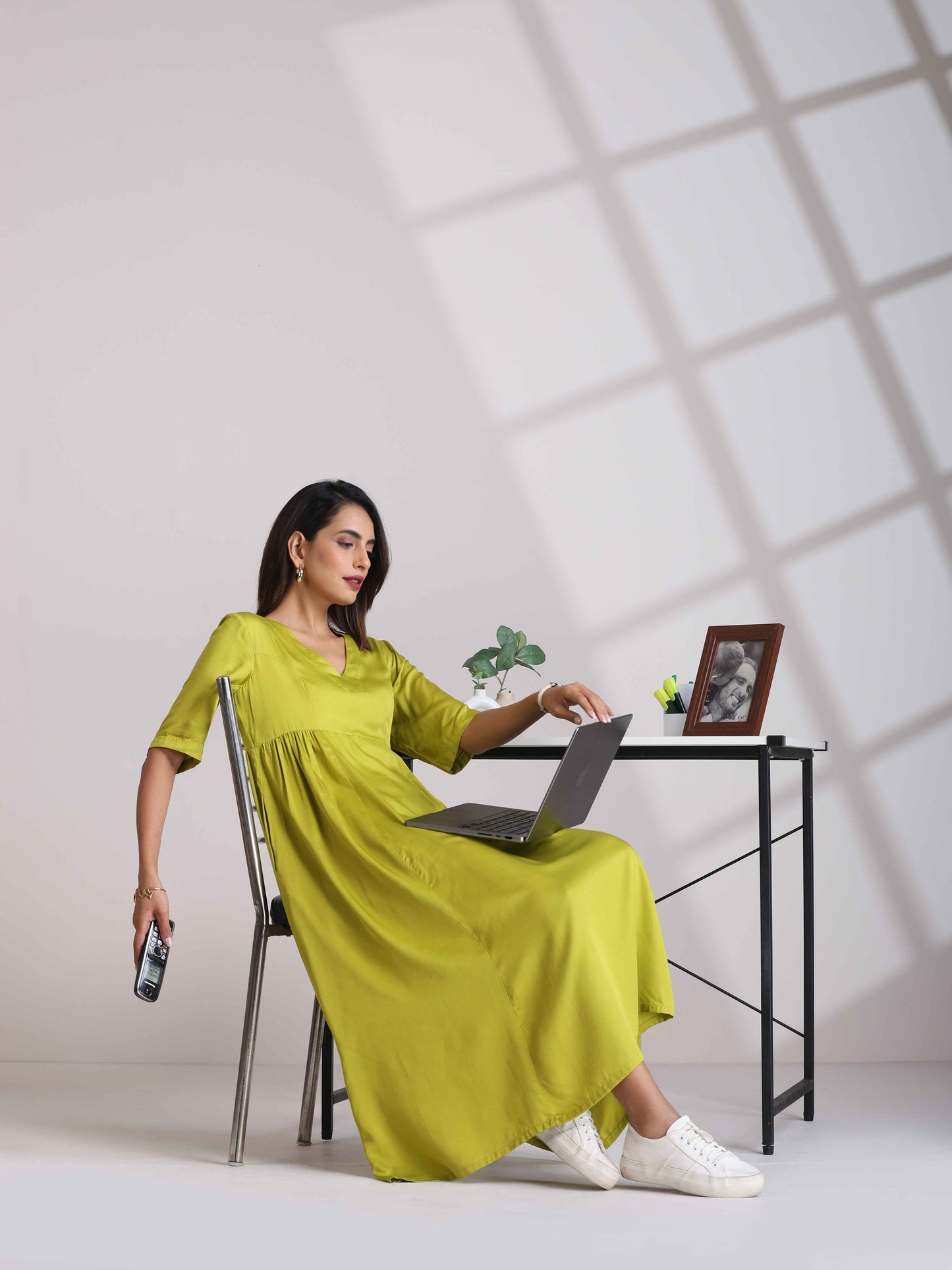 trueBrowns Modal Lime Green Dress